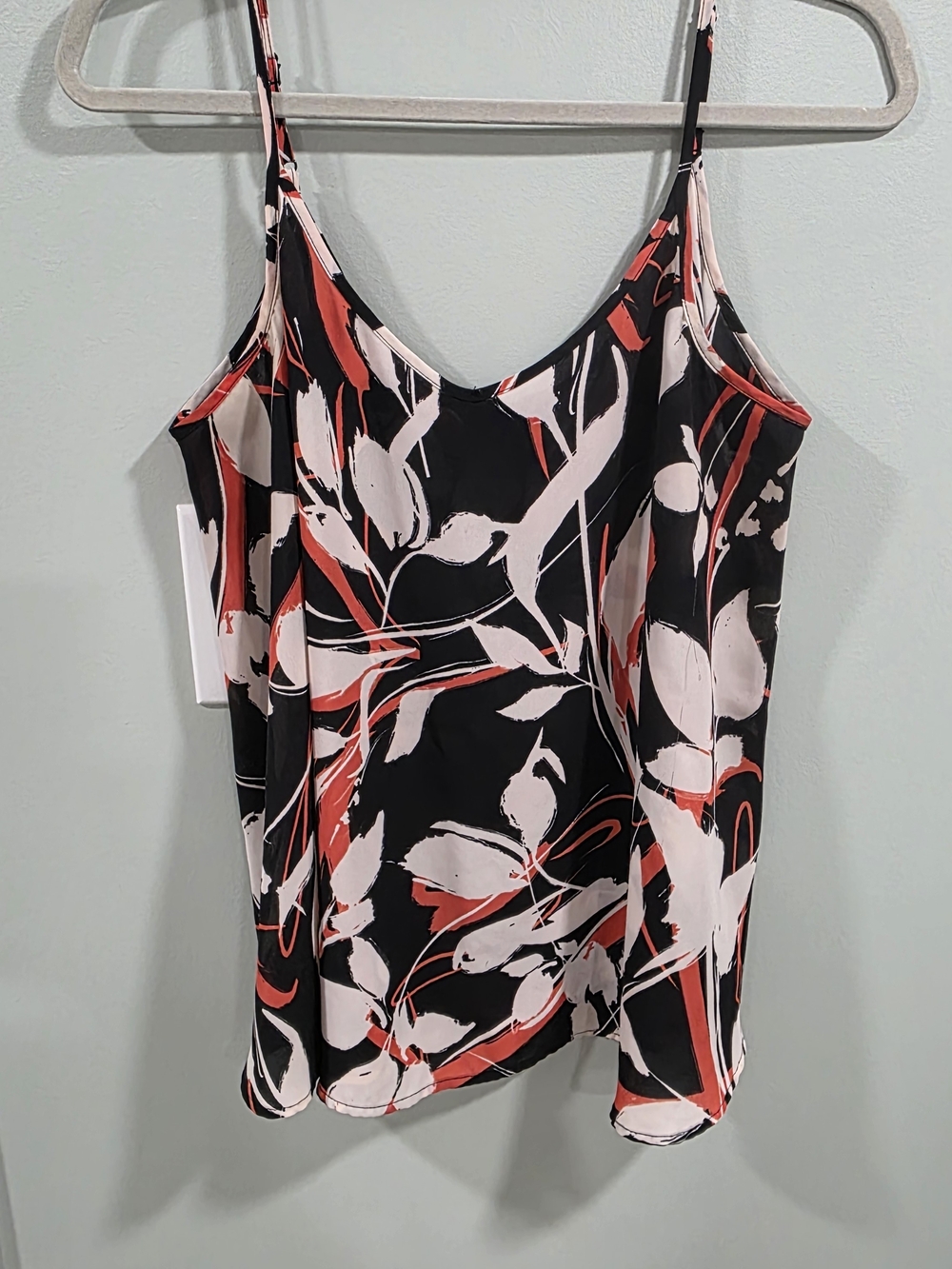 Apt. 9 Black Floral-Abstract Spaghetti Strap Camisole with White and Coral Print
